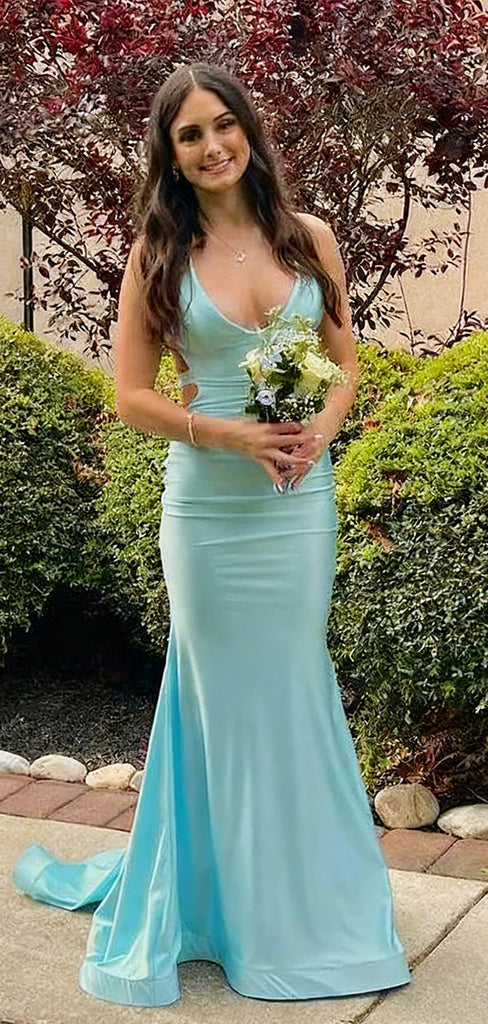 Elegant Teal Spaghetti Strap Mermaid Long Prom Dress Ideas, Evening Party Dresses,WGP1675