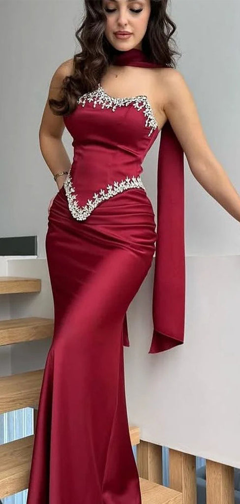 Elegant Burgundy Sweetheart Mermaid Long Prom Dress Ideas, Evening Party Dresses,WGP1962