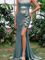 Elegant Teal Sweetheart Mermaid Side Slit Floral Long Prom Dress Ideas, Evening Party Dresses,WGP1702