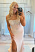 Classy Sparkly Sequin Prom Dress Square Neck Sheer Corset High Slit Sparkle Formal Gown,WGP2059