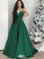 Elegant Green Spaghetti Strap A-Line Party Prom Dresses,Evening Dress Online, WGP811