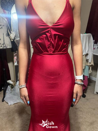 Sexy V-neck Mermaid Long Prom Dress Ideas, Evening Party Dresses,WGP1794