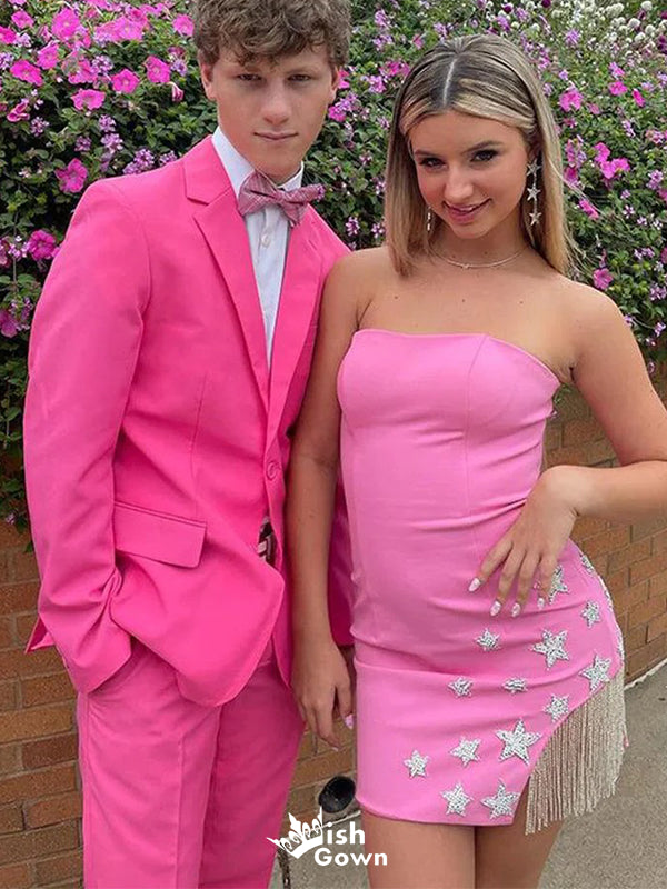 Sexy Pink Strapless Tight Unique&nbsp;Popular Cheap Short Homecoming Dresses, EPT313