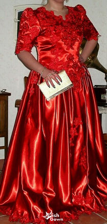 Gorgeous Short Sleeves A-line Long Prom Dress Ideas, Evening Party Dresses,WGP1806