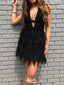 Sexy Halter V-neck A-line Short Mini Homecoming Dress,EPT645