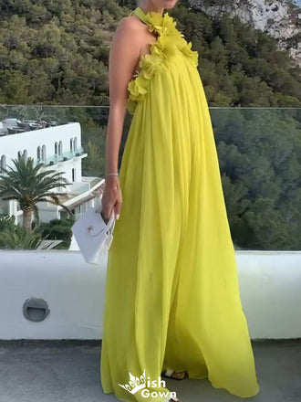 Casual Halter A-line Long Prom Dress Ideas, Evening Party Dresses,WGP1824