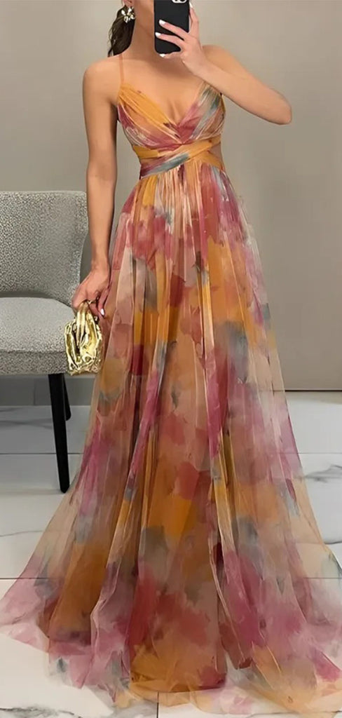 Unique Applique Spaghetti Strap A-Line Long Prom Dress Ideas, Evening Party Dresses,WGP1797