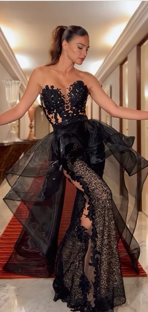 Sexy Black Sweetheart Mermaid Long Prom Dress Ideas, Evening Party Dresses,WGP1749