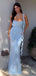 Elegant Blue Spaghetti Strap Mermaid Long Prom Dress Ideas, Evening Party Dresses,WGP1823