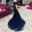 Sexy Navy Blue Off-Shoulder Mermaid  Long Prom Dress Ideas, Evening Party Dresses,WGP1761