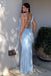 Elegant Blue Spaghetti Strap Mermaid Long Prom Dress Ideas, Evening Party Dresses,WGP1823