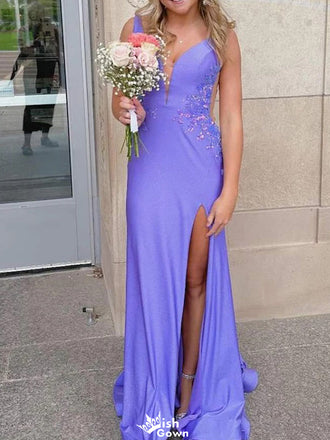 Elegant V-neck Notched Mermaid Long Prom Dress Ideas, Evening Party Dresses,WGP1195