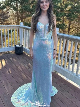 Elegant Sweetheart Spaghetti Strap Notched Mermaid Long Prom Dress Ideas, Evening Party Dresses,WGP1197