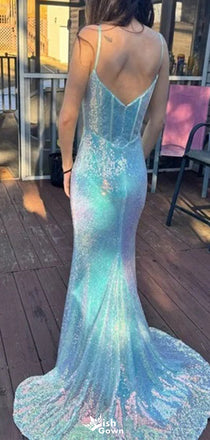 Elegant Sweetheart Spaghetti Strap Notched Mermaid Long Prom Dress Ideas, Evening Party Dresses,WGP1197