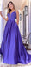 Elegant Purple A-Line Spaghetti Straps V Neck Sleeveless Cheap Maxi Long Party Prom Gowns,Evening Dresses,WGP411