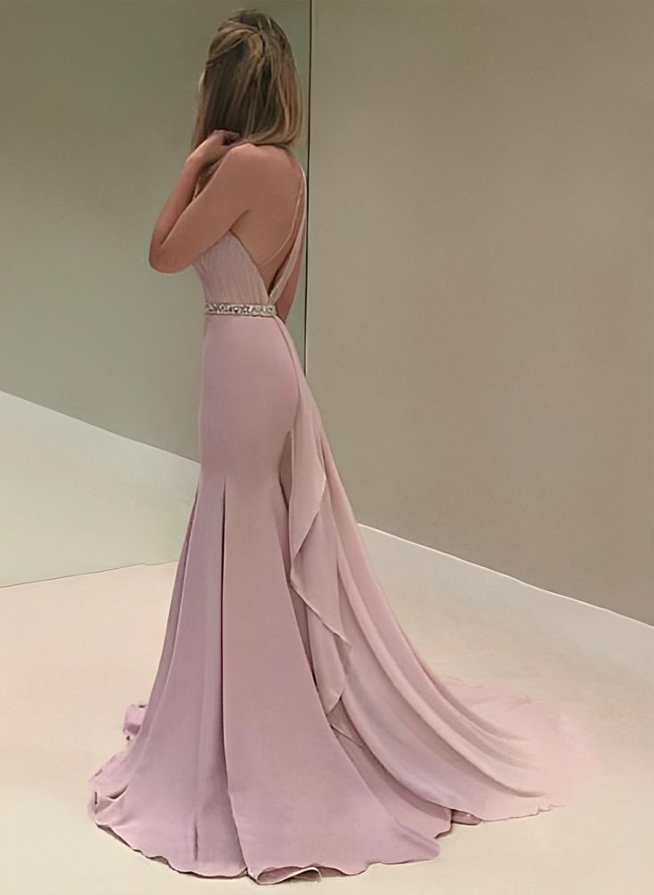 Elegant Pink One-Shoulder Mermaid Long Prom Dress Ideas, Evening Party Dresses,WGP1696