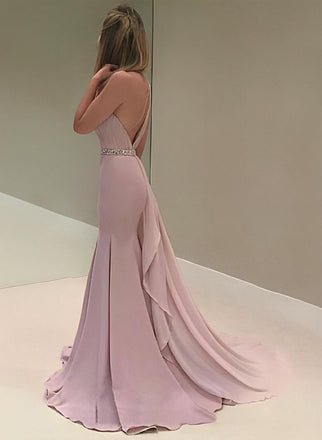 Elegant Pink One-Shoulder Mermaid Long Prom Dress Ideas, Evening Party Dresses,WGP1696