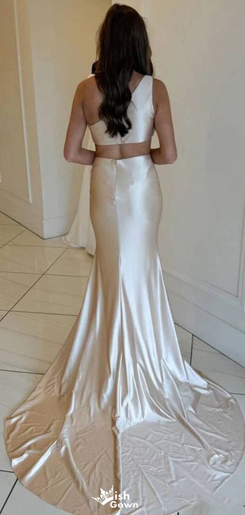 Elegant One-Shoulder Mermaid  Long Prom Dress Ideas, Evening Party Dresses,WGP1105