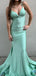 Cheap Green Spaghetti Strap Mermaid Long Prom Dress Ideas, Evening Party Dresses,WGP1697