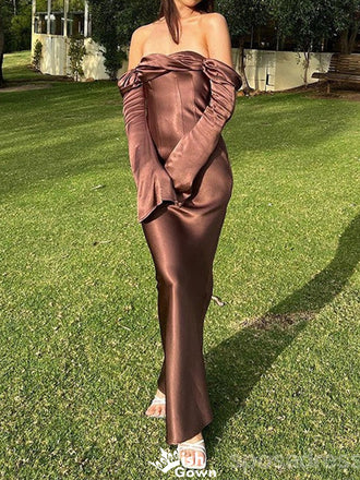 Elegant Off-shoulder Sweetheart Full Sleeve Mermaid Long Prom Dress Ideas, Evening Party Dresses,WGP1216