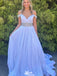 Elegant Off-shoulder V-neck A-line Long Prom Dress Ideas, Evening Party Dresses,WGP1217