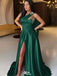 Elegant Green One-Shoulder Mermaid Long Prom Dress Ideas, Evening Party Dresses, WGP2030