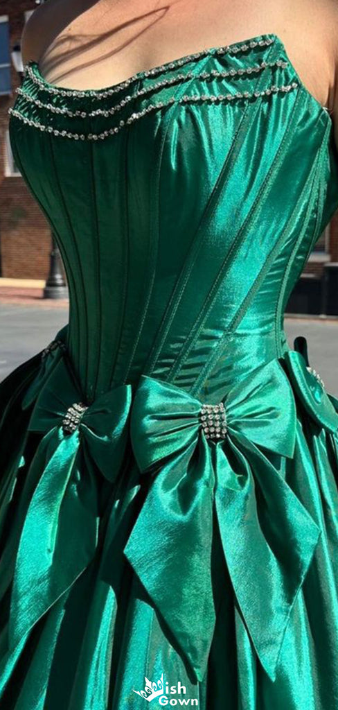 Formal Strapless A-line Long Prom Dress Ideas, Evening Party Dresses,WGP1223