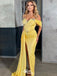 Sexy Yellow Mermaid Off-Shoulder Side Slit Popular Long Evening Dresses, Formal Dresses, Birthday Party, WGP582