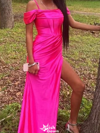 Elegant Spaghetti Strap Off-shoulder Mermaid Long Prom Dress Ideas, Evening Party Dresses,WGP1233