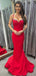 Gorgeous Red Mermaid Spaghetti Strap Popular Long Evening Dresses, Formal Dresses, Birthday Party, WGP589