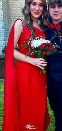 Unique One-shoulder Mermaid Long Prom Dress Ideas, Evening Party Dresses,WGP1252