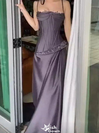 Formal Spaghetti Strap Straight Across Mermaid Long Prom Dress Ideas, Evening Party Dresses,WGP1258