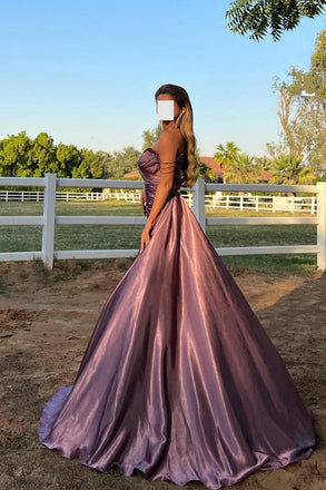 Gorgeous Purple Off-Shoulder Sleeveless Mermaid Long Prom Dress Ideas, Evening Party Dresses  , WGP1884