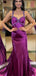 Unique Purple Spaghetti Strap Mermaid Side Slit Long Prom Dress Ideas, Evening Party Dresses, WGP2017