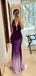 Unique Purple V-Neck Mermaid Long Prom Dress Ideas, Evening Party Dresses,WGP1842