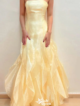 Elegant Straight Across Strapless Sheath Long Prom Dress Ideas, Evening Party Dresses,WGP1274