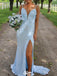 Elegant V-neck Spaghetti Strap Backless Mermaid Long Prom Dress Ideas, Evening Party Dresses,WGP1298