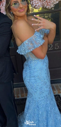 Gorgeous Sweetheart Off-shoulder Mermaid Long Prom Dress Ideas, Evening Party Dresses,WGP1307