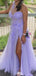 Elegant One-shoulder Lace Unique A-line Long Prom Dress Ideas, Evening Party Dresses,WGP1318