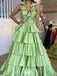 Gorgeous Halter V-neck Backless A-line Long Prom Dress Ideas, Evening Party Dresses,WGP1325