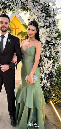 Elegant Strapless V-neck Mermaid Unique Long Prom Dress Ideas, Evening Party Dresses,WGP1339