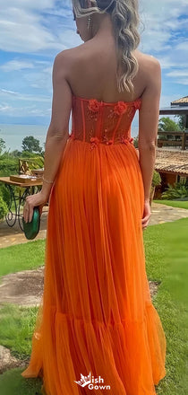 Gorgeous Strapless Straight Across A-line Unique Long Prom Dress Ideas, Evening Party Dresses,WGP1342