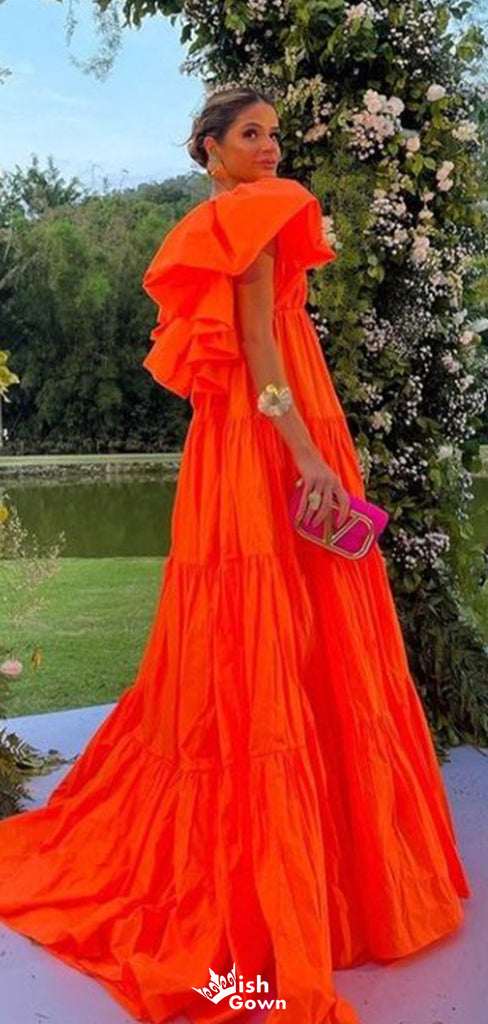 Gorgeous V-neck A-line Unique Long Prom Dress Ideas, Evening Party Dresses,WGP1346