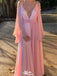 Elegant Deep V-neck Spaghetti Strap A-line Long Prom Dress Ideas, Evening Party Dresses,WGP1359