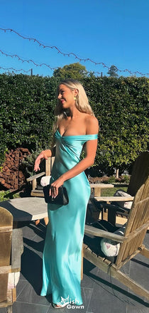 Sexy V-neck Off-shoulder Mermaid  Long Prom Dress Ideas, Evening Party Dresses ,WGP1095