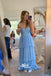 Sexy Blue Tiered Chiffon Strapless Sweetheart Party Prom Dresses,Evening Dress Online, WGP871