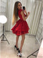 Gorgeous Red Lace Sleeveless A-Line Popular Cheap Short Homecoming Dresses, EPT204