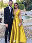 Elegant Deep V-neck A-line Long Prom Dress Ideas, Evening Party Dresses,WGP1395