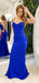 Sexy Blue Mermaid Spaghetti Strap Popular Long Evening Dresses, Formal Dresses, Birthday Party, WGP614