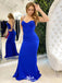 Sexy Blue Mermaid Spaghetti Strap Popular Long Evening Dresses, Formal Dresses, Birthday Party, WGP614